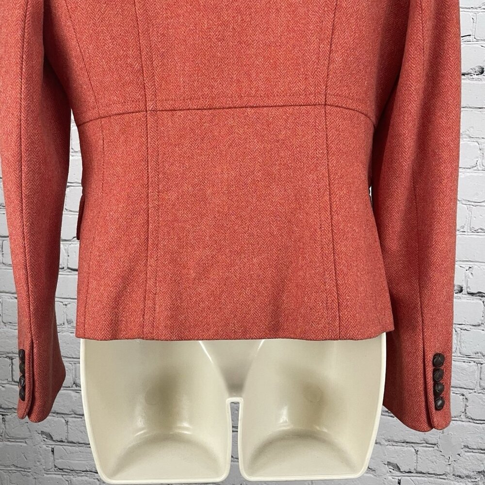 J.CREW Orange Wool Blend Textured Chevron Buttoned Collared Lined Jacket Size 6 - Picture 10 of 15